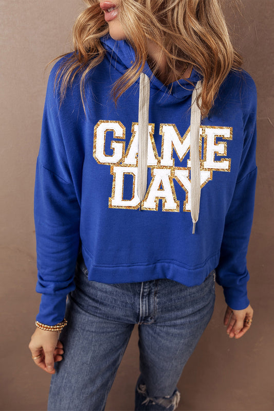 GAME DAY Drawstring Long Sleeve Hoodie - AMIN Clothing 