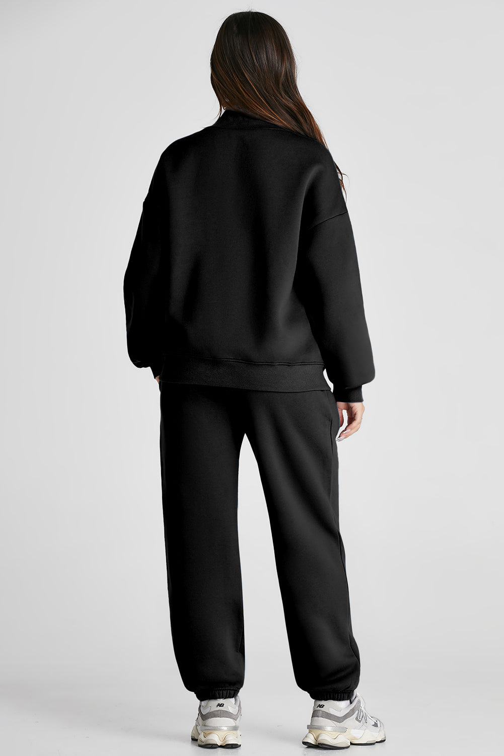 Quarter Zip Long Sleeve Top and Pants Set - AMIN Clothing 