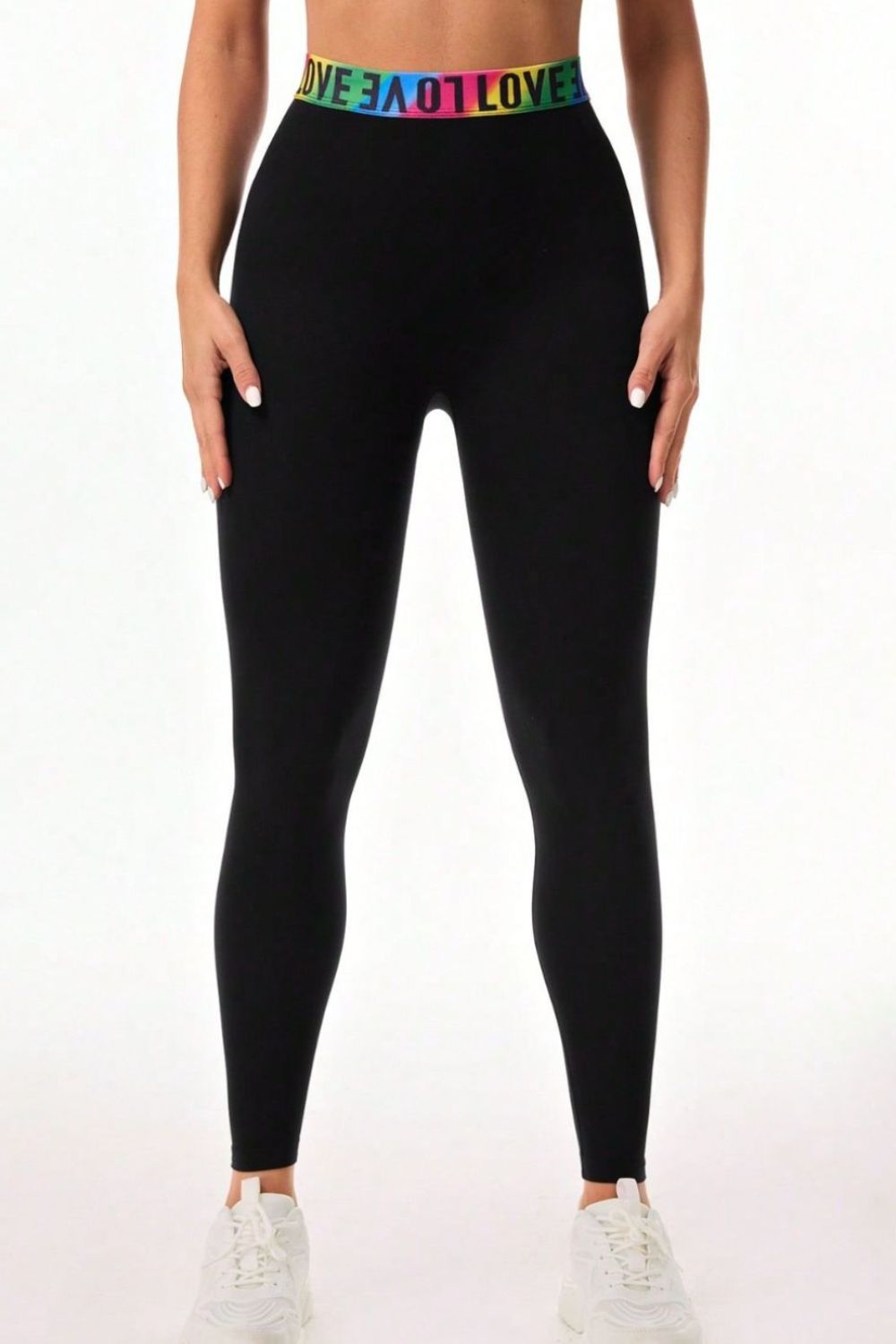 Letter Printed High Waist Active Leggings - AMIN Clothing 