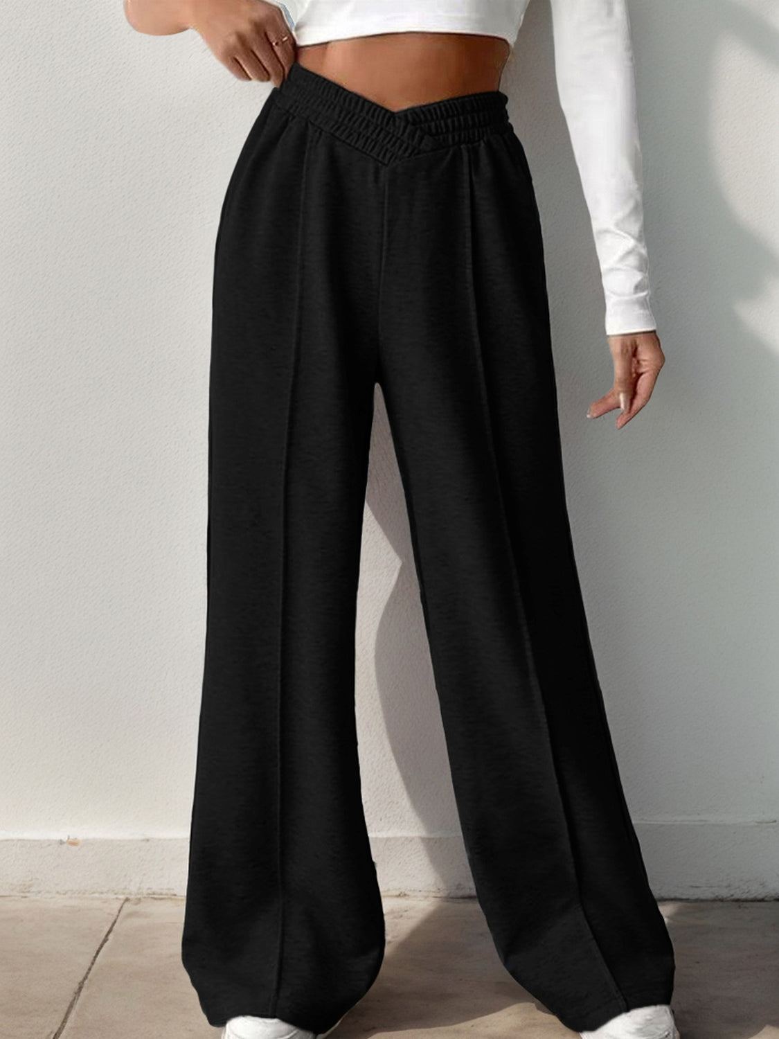 Elastic Waist Wide Leg Pants - AMIN Clothing 