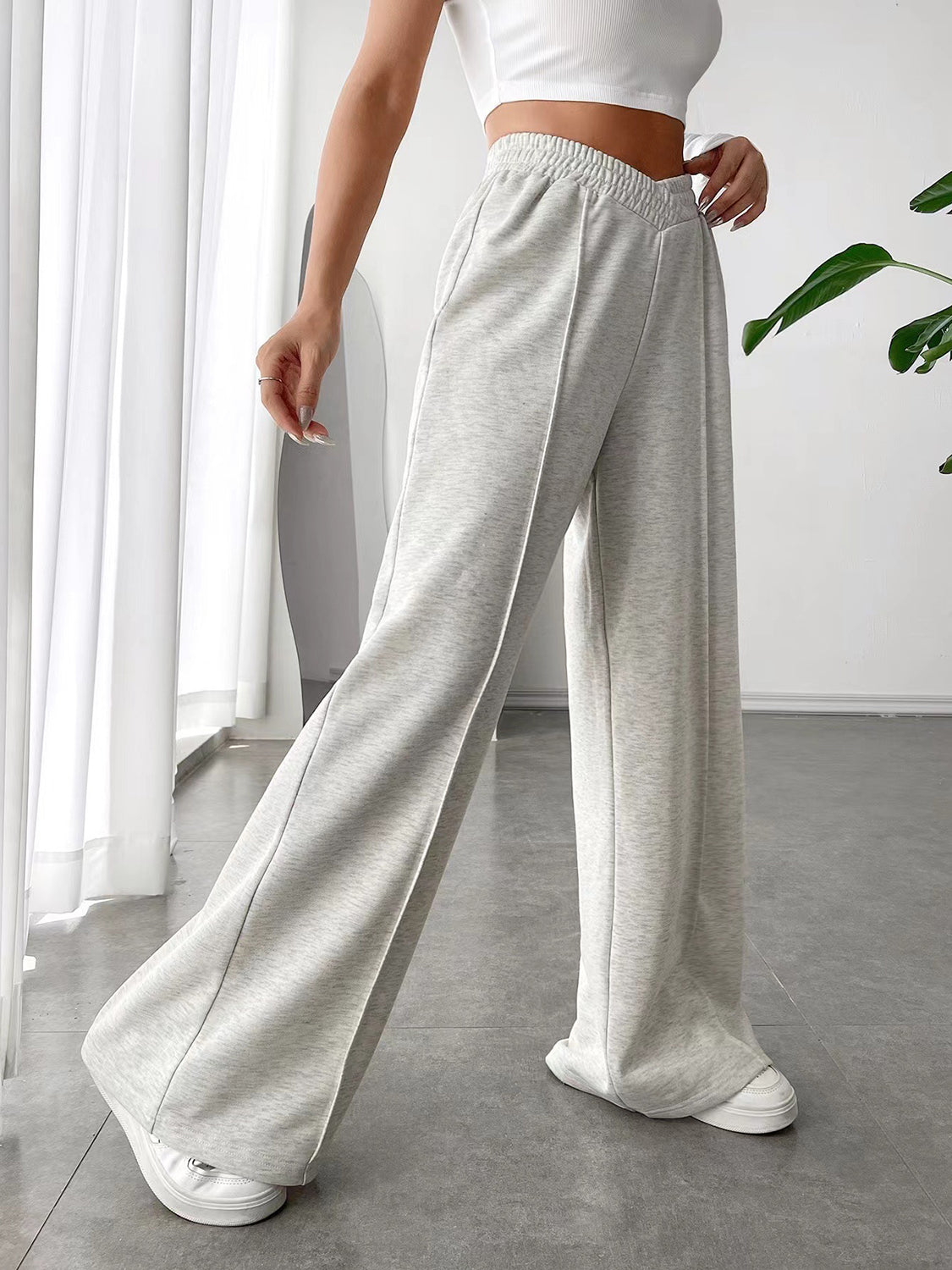 Elastic Waist Wide Leg Pants - AMIN Clothing 