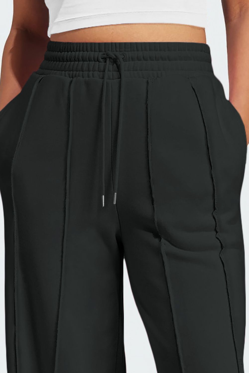 Drawstring Wide Leg Active Pants - AMIN Clothing 