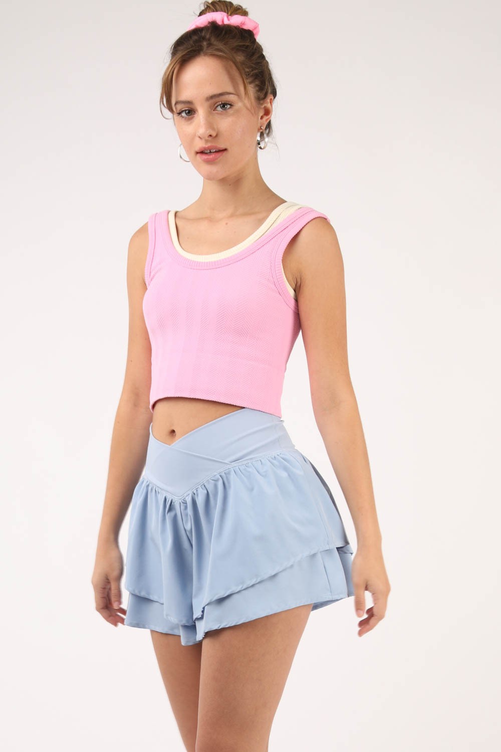 VERY J V-Shaped High Waist Layered Active Shorts - AMIN Clothing 