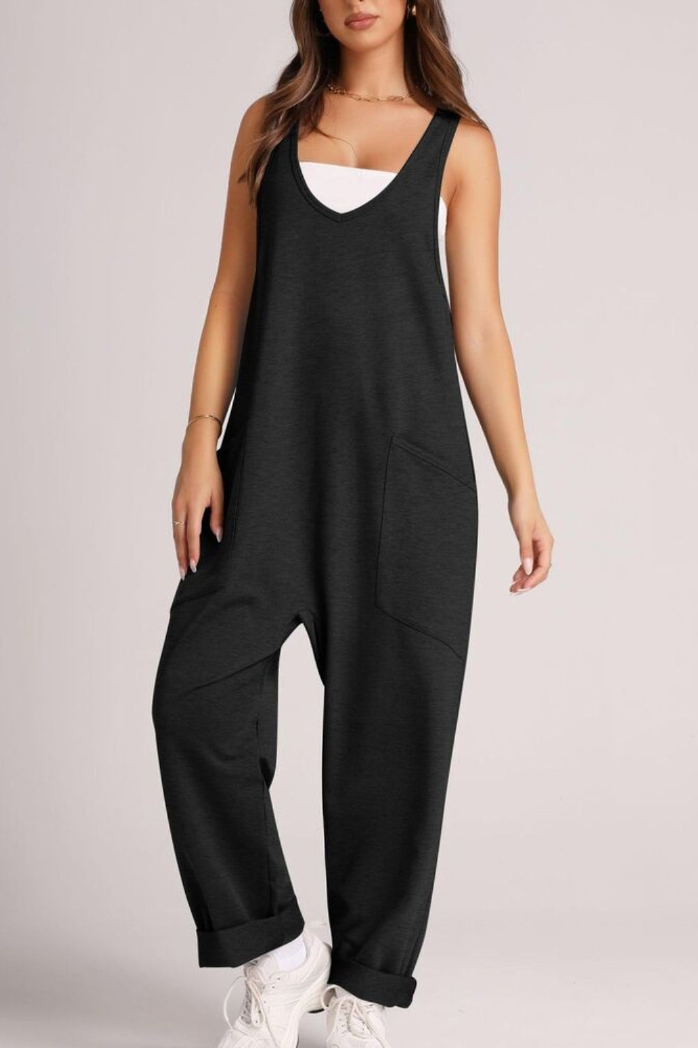 Lovelet Wide Strap Jumpsuit with Pockets - AMIN Clothing 