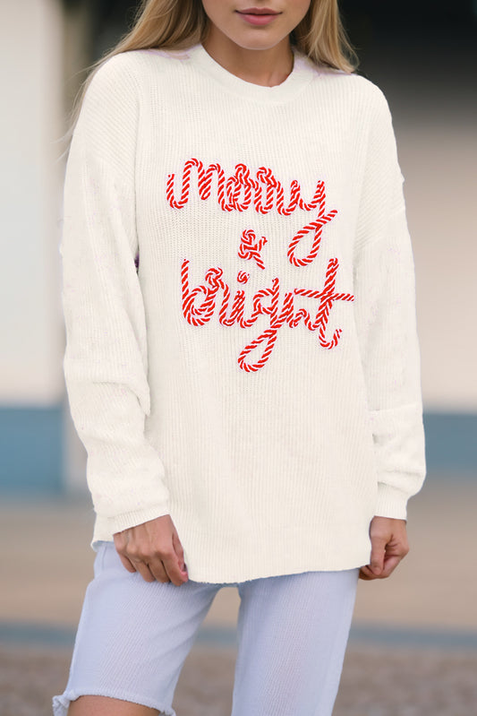 MERRY & BRIGHT Round Neck Sweater - AMIN Clothing 