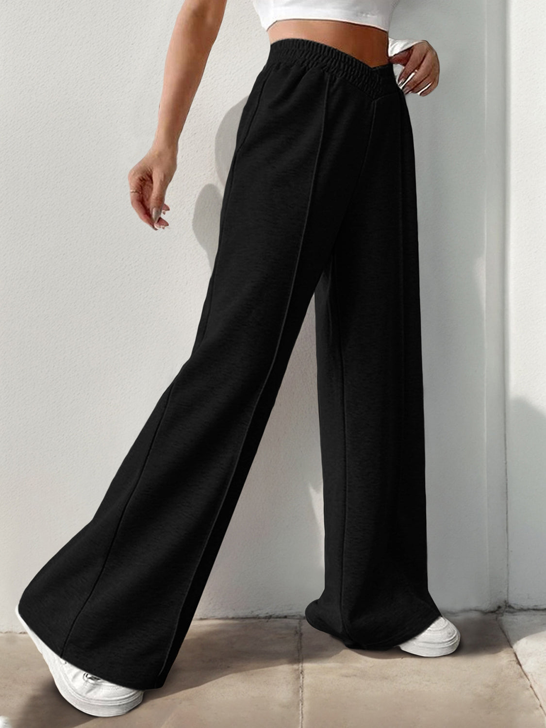 Elastic Waist Wide Leg Pants - AMIN Clothing 