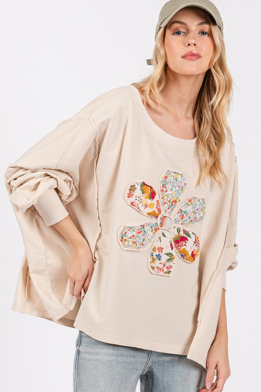 SAGE + FIG Flower Patch Dropped Shoulder Oversize Top - AMIN Clothing 