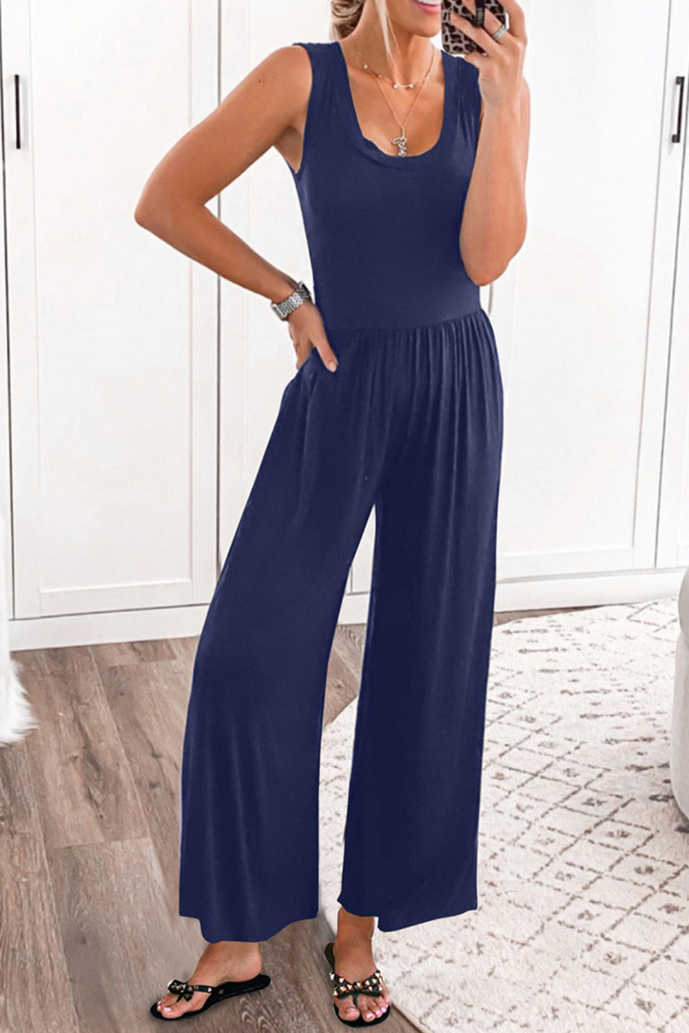 Full Size Scoop Neck Wide Strap Jumpsuit - AMIN Clothing 