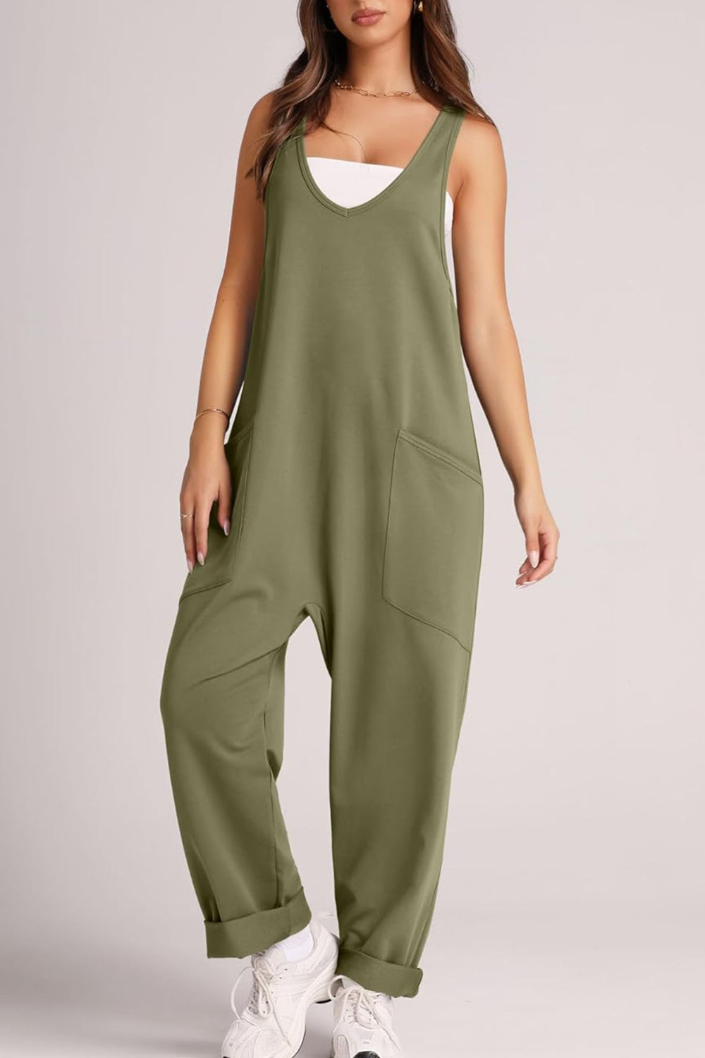 Lovelet Wide Strap Jumpsuit with Pockets - AMIN Clothing 