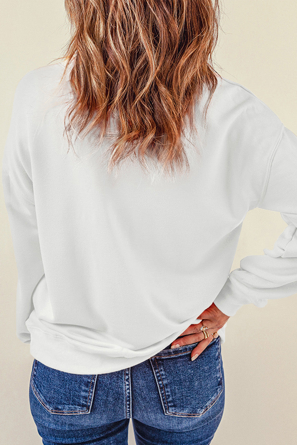 Sequin Round Neck Long Sleeve Sweatshirt - AMIN Clothing 