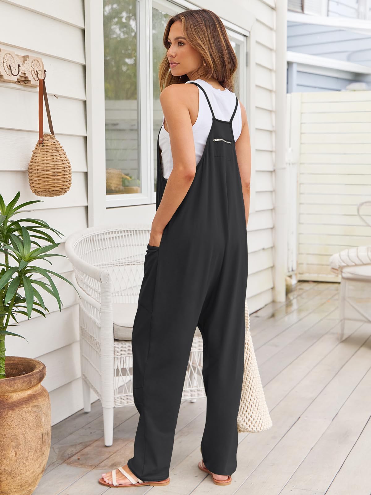 V-Neck Spaghetti Strap Jumpsuit - AMIN Clothing 