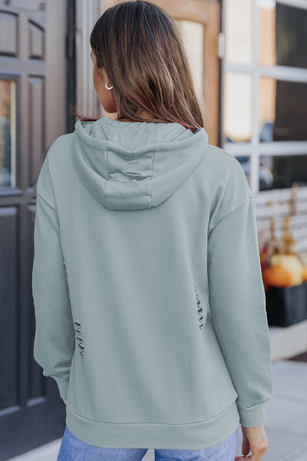 Cutout Dropped Shoulder Hoodie - AMIN Clothing 