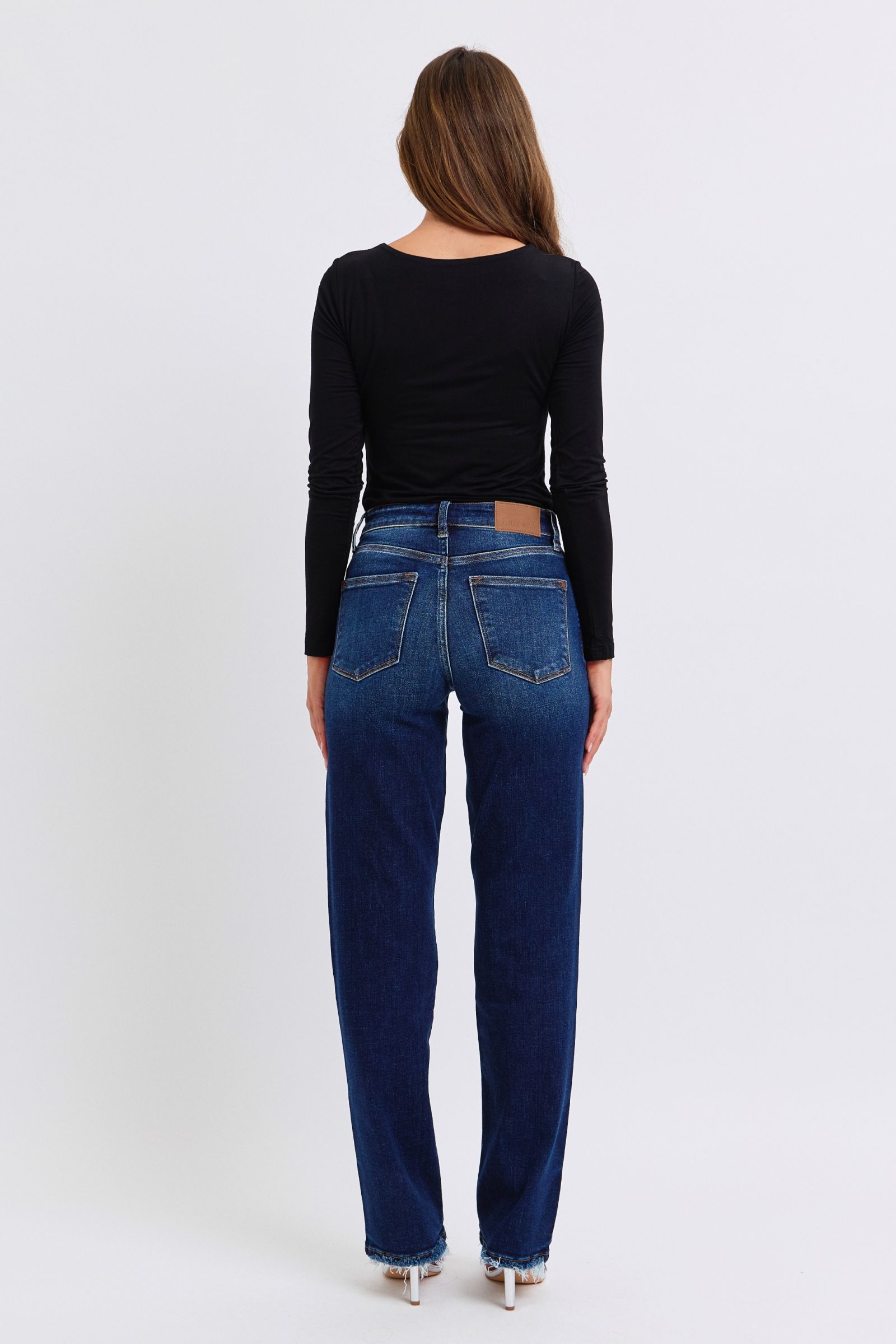 Judy Blue Full Size Raw Hem Straight Leg Jeans - AMIN Clothing 