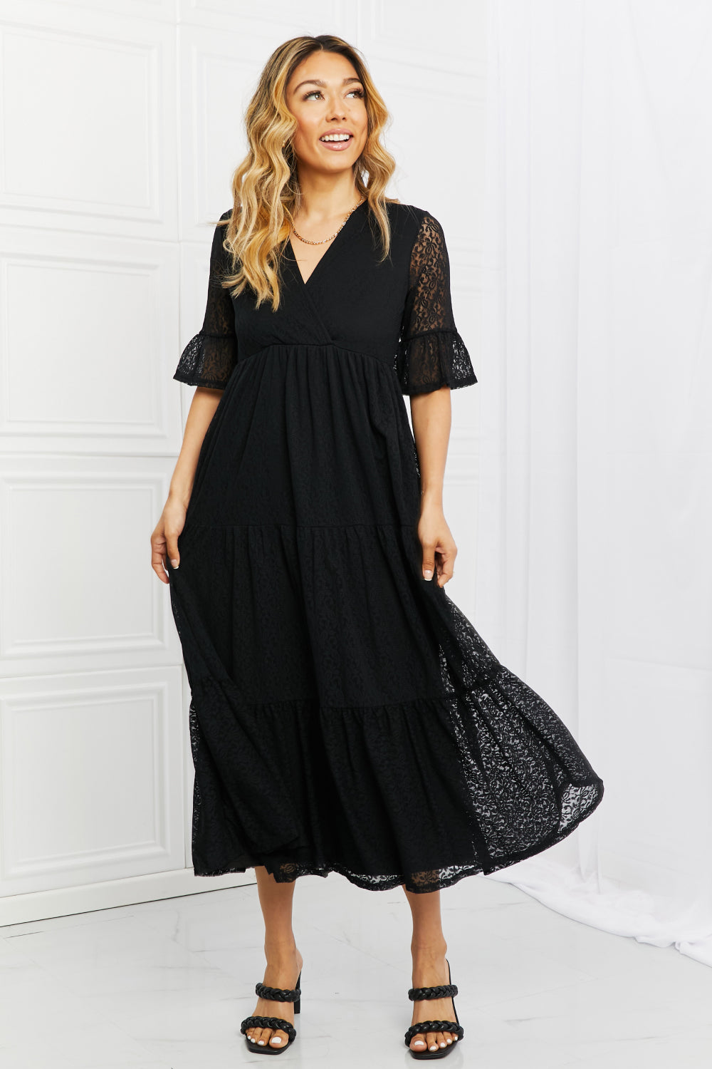 P & Rose Lovely Lace Full Size Tiered Dress - AMIN Clothing 