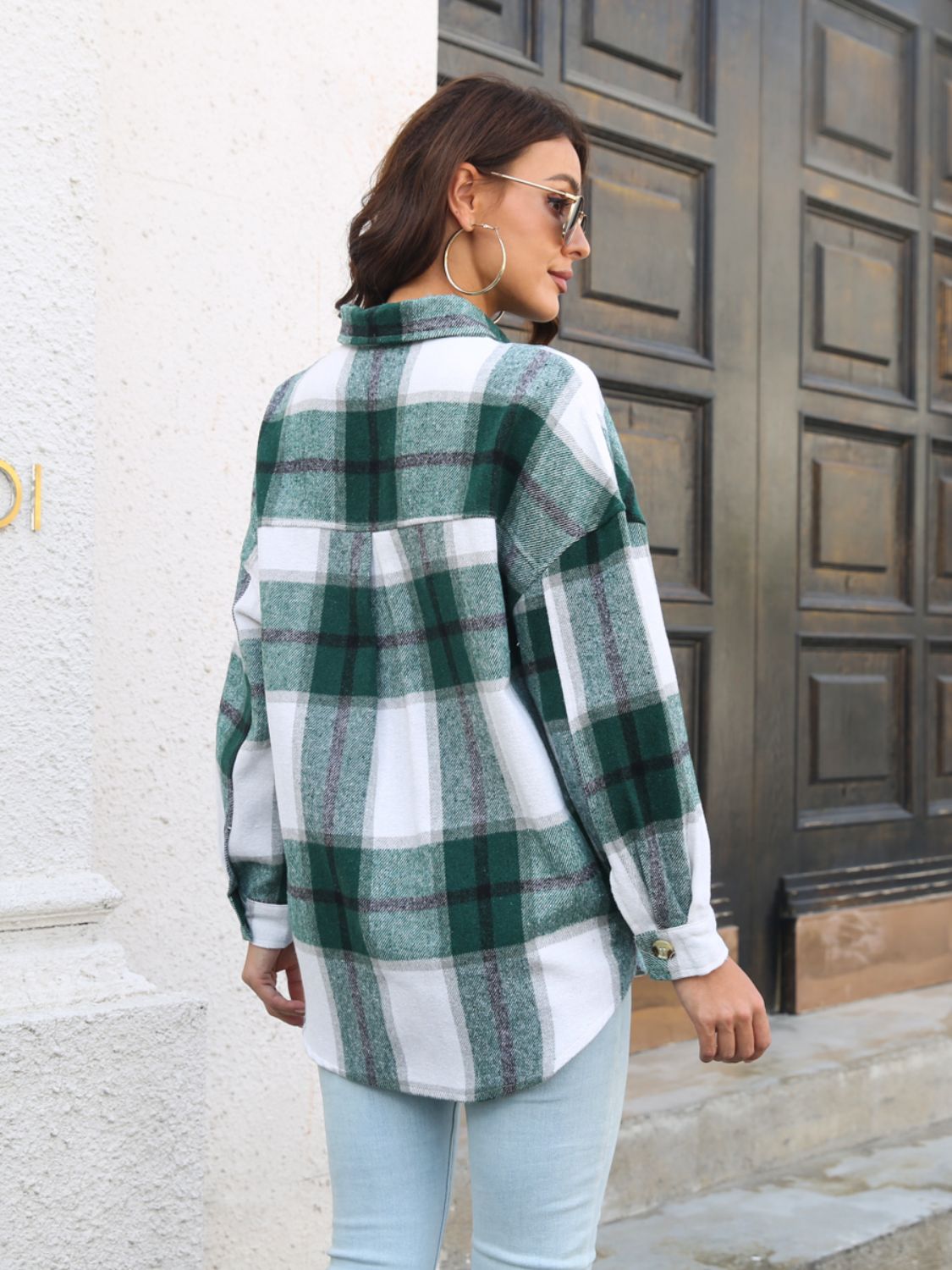 Plaid Button Up Collared Neck Long Sleeve Shirt - AMIN Clothing 