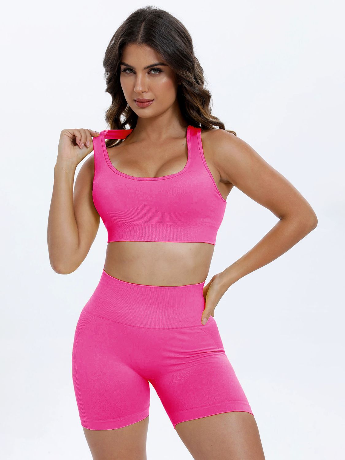 Scoop Neck Wide Strap Top and Shorts Active Set - AMIN Clothing 