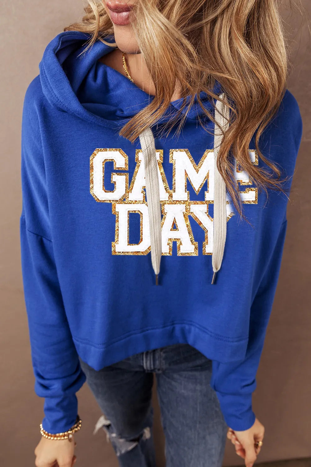 GAME DAY Drawstring Long Sleeve Hoodie - AMIN Clothing 