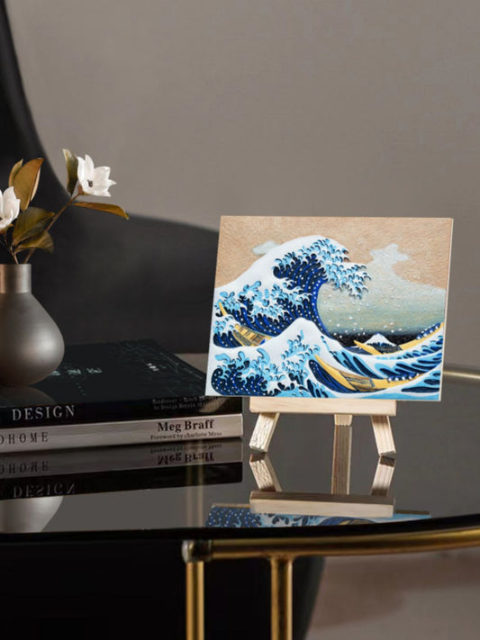 Relief The Great Wave off Kanagawa DIY 3D Oil Painting Kit - AMIN Clothing 