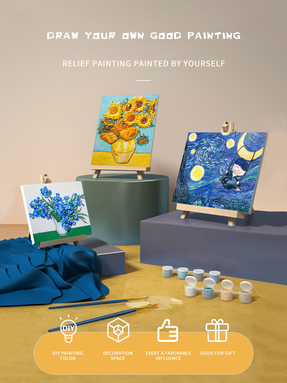 Relief Van Gogh's Irises DIY 3D Oil Painting Kit - AMIN Clothing 