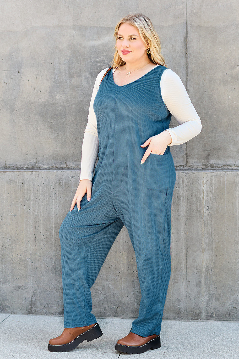 Double Take Full Size Sleeveless Straight Jumpsuit - AMIN Clothing 