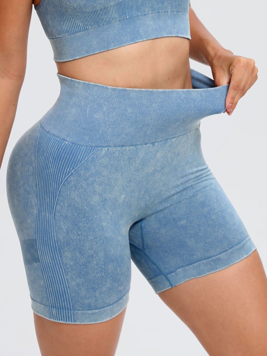 Washed High Waist Active Shorts - AMIN Clothing 