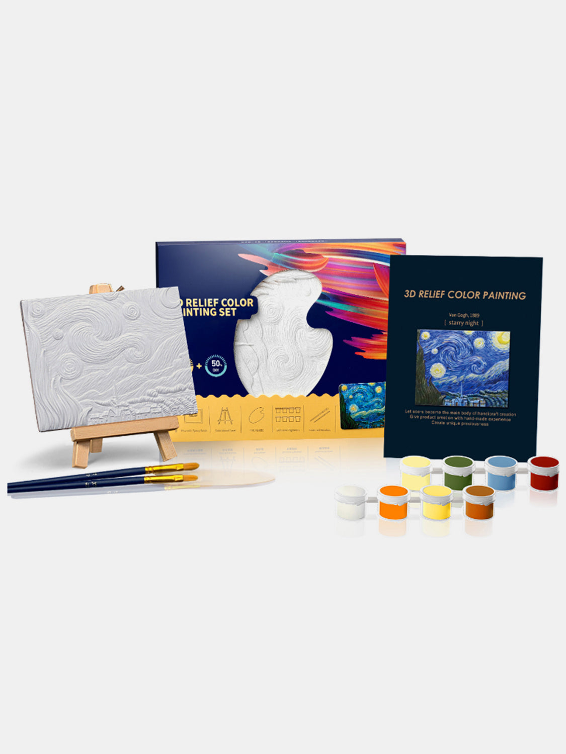 Relief Van Gogh's Starry Night DIY 3D Oil Painting Kit - AMIN Clothing 