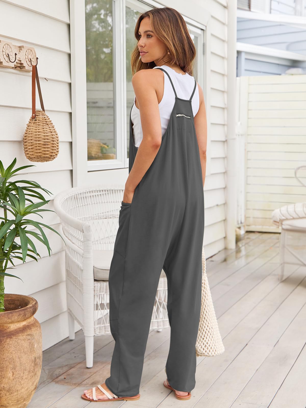 V-Neck Spaghetti Strap Jumpsuit - AMIN Clothing 