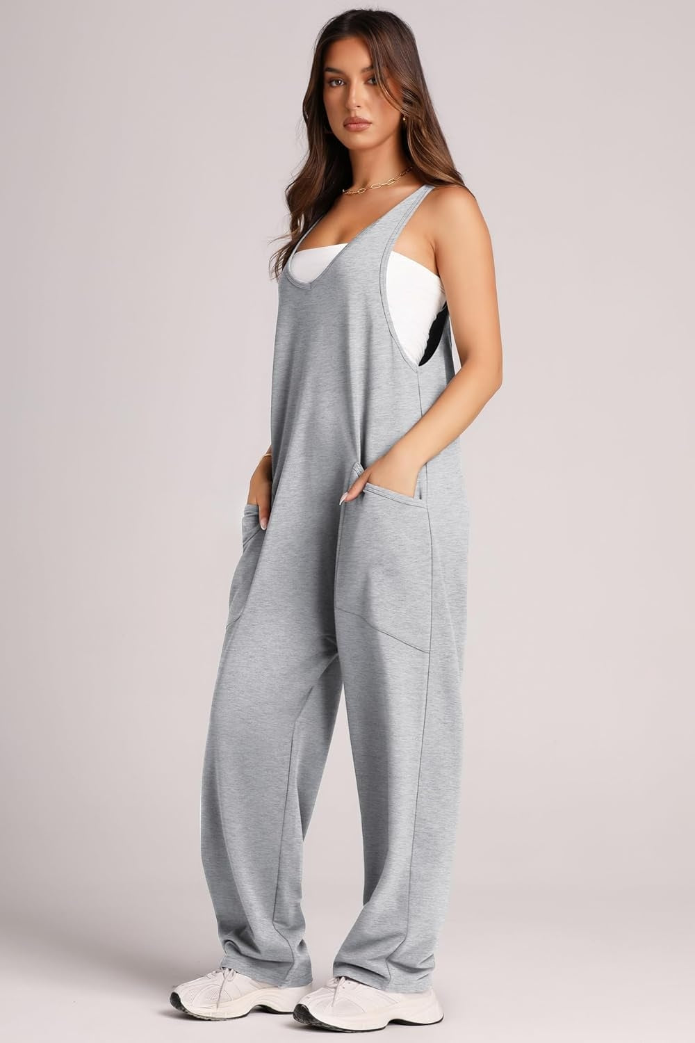 Lovelet Wide Strap Jumpsuit with Pockets - AMIN Clothing 