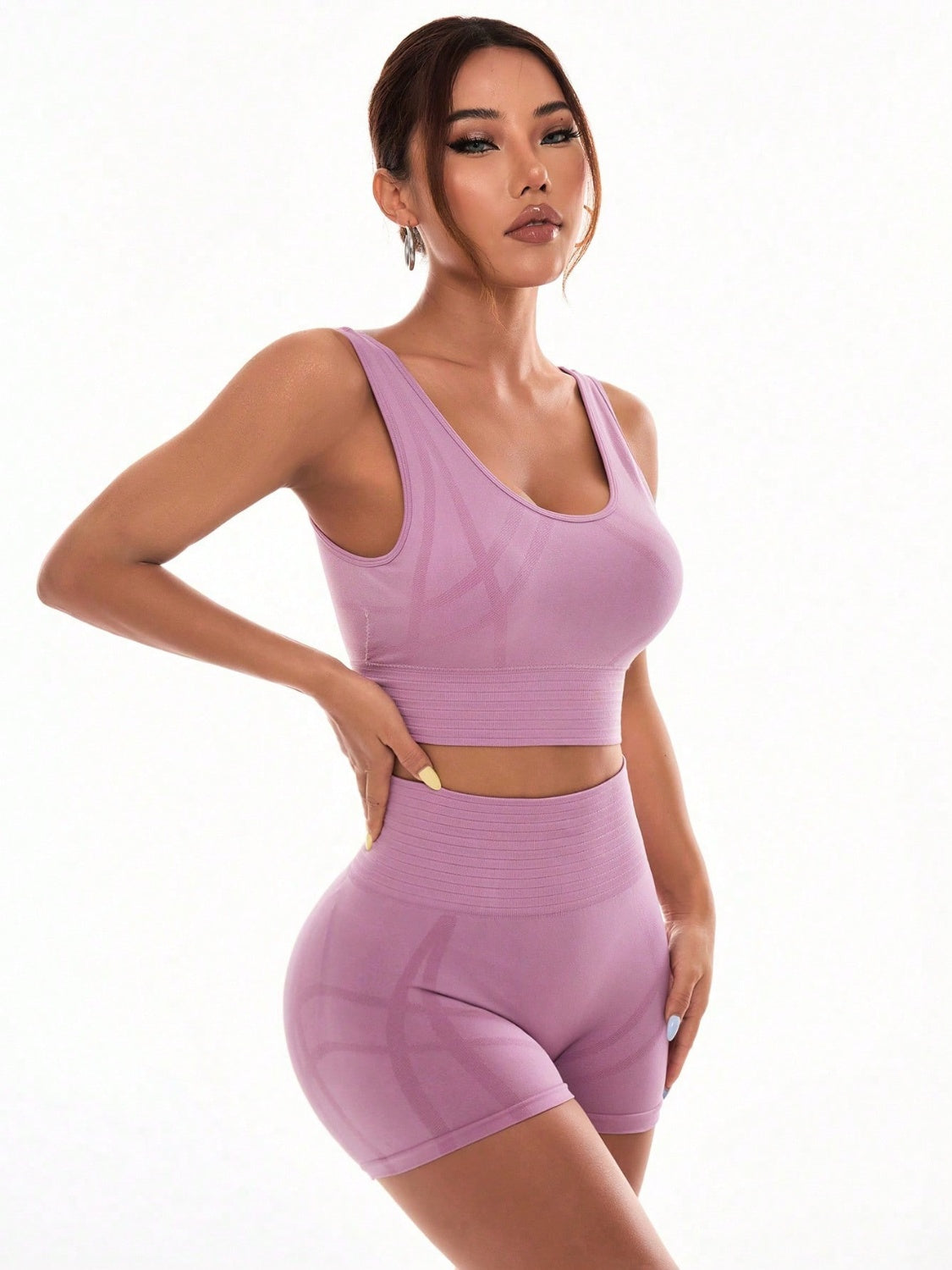 Scoop Neck Wide Strap Top and Shorts Active Set - AMIN Clothing 