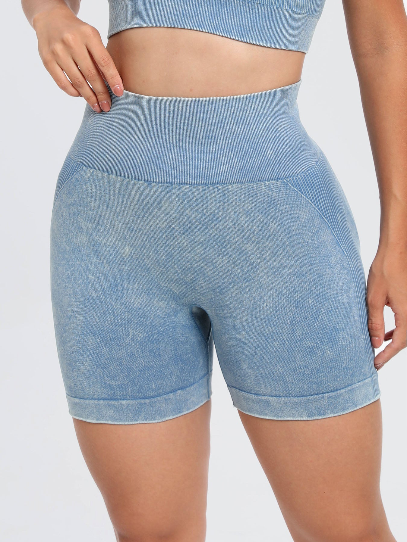 Washed High Waist Active Shorts - AMIN Clothing 