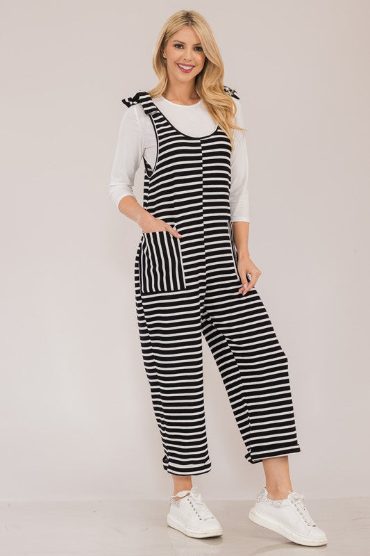 Celeste Full Size Striped Scoop Neck Overalls with Pockets - AMIN Clothing 