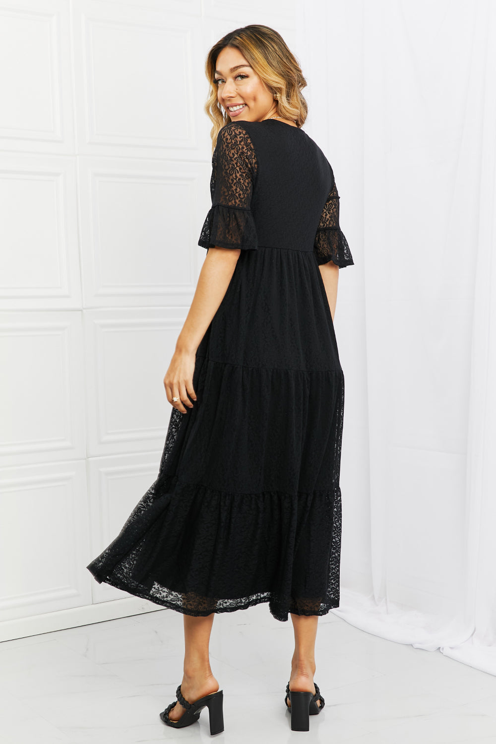 P & Rose Lovely Lace Full Size Tiered Dress - AMIN Clothing 