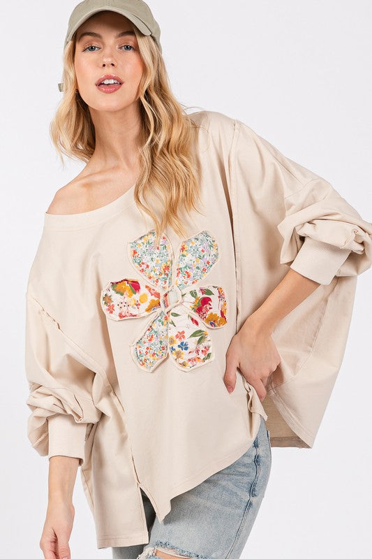 SAGE + FIG Flower Patch Dropped Shoulder Oversize Top - AMIN Clothing 