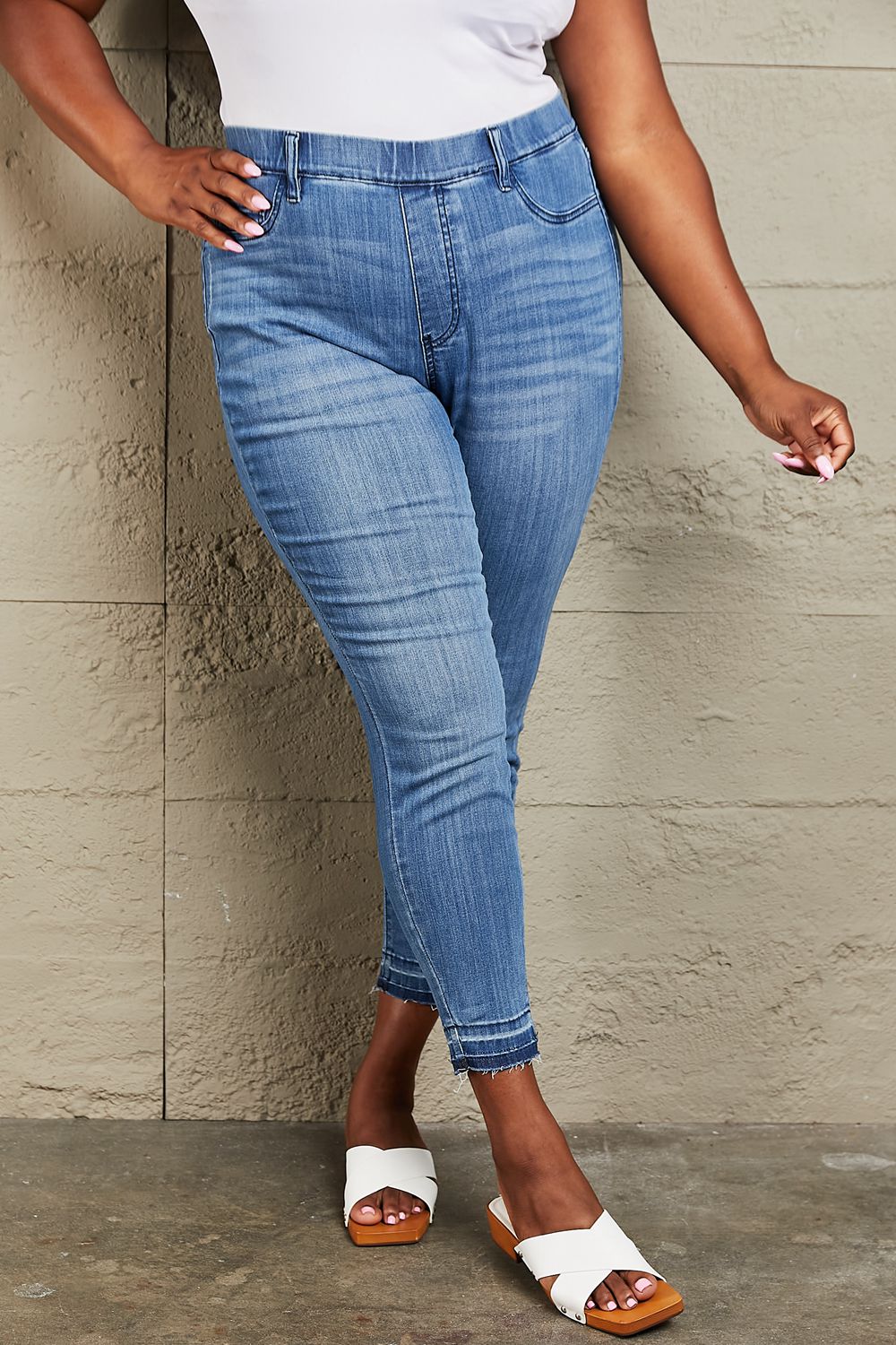 Judy Blue Janavie Full Size High Waisted Pull On Skinny Jeans - AMIN Clothing 