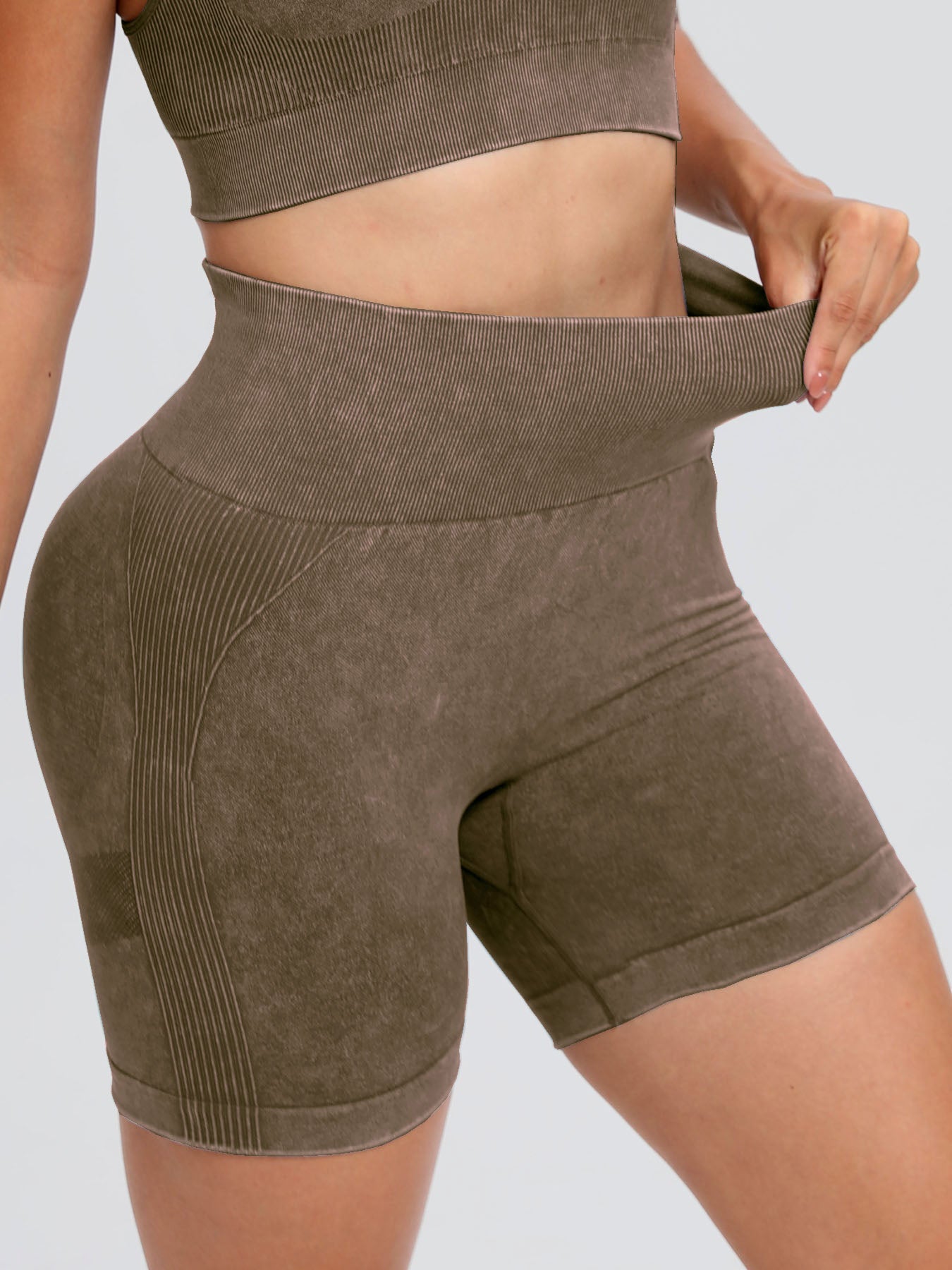 Washed High Waist Active Shorts - AMIN Clothing 