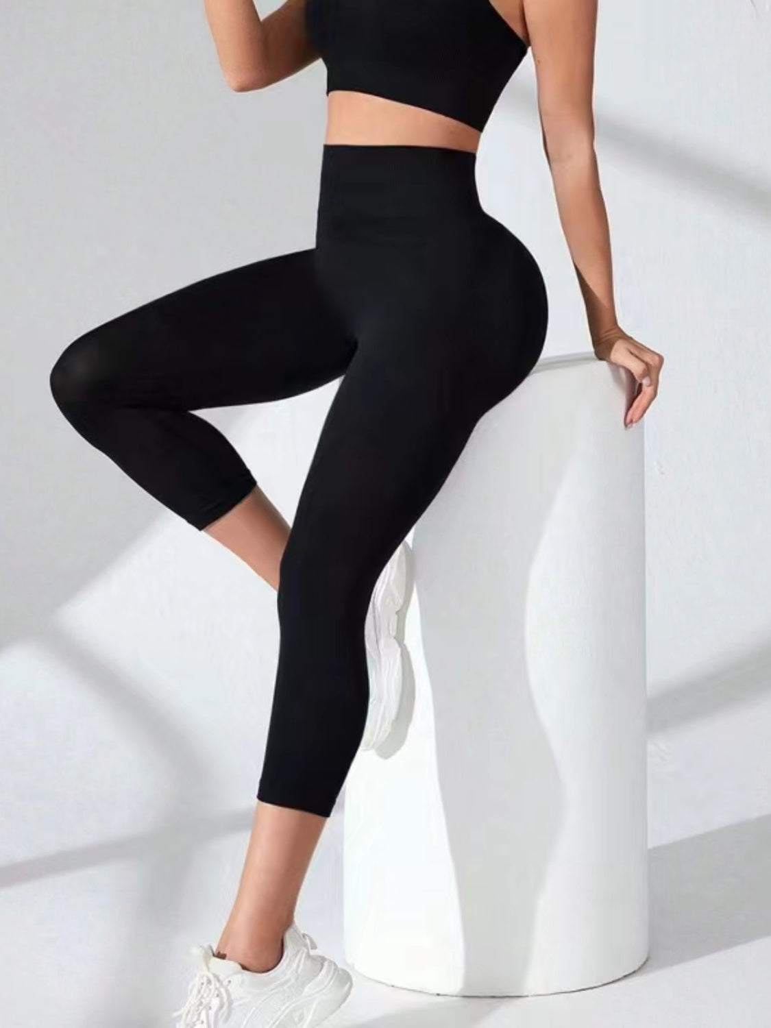 High Waist Cropped Active Leggings - AMIN Clothing 