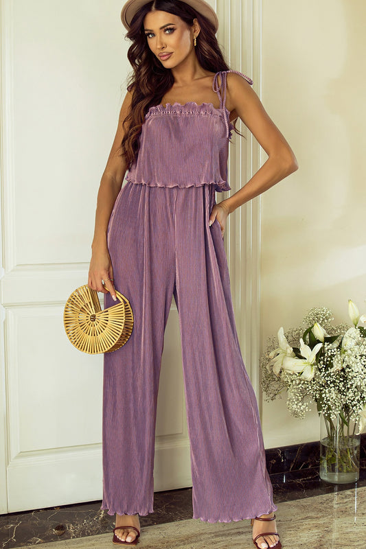 Square Neck Spaghetti Strap Jumpsuit - AMIN Clothing 