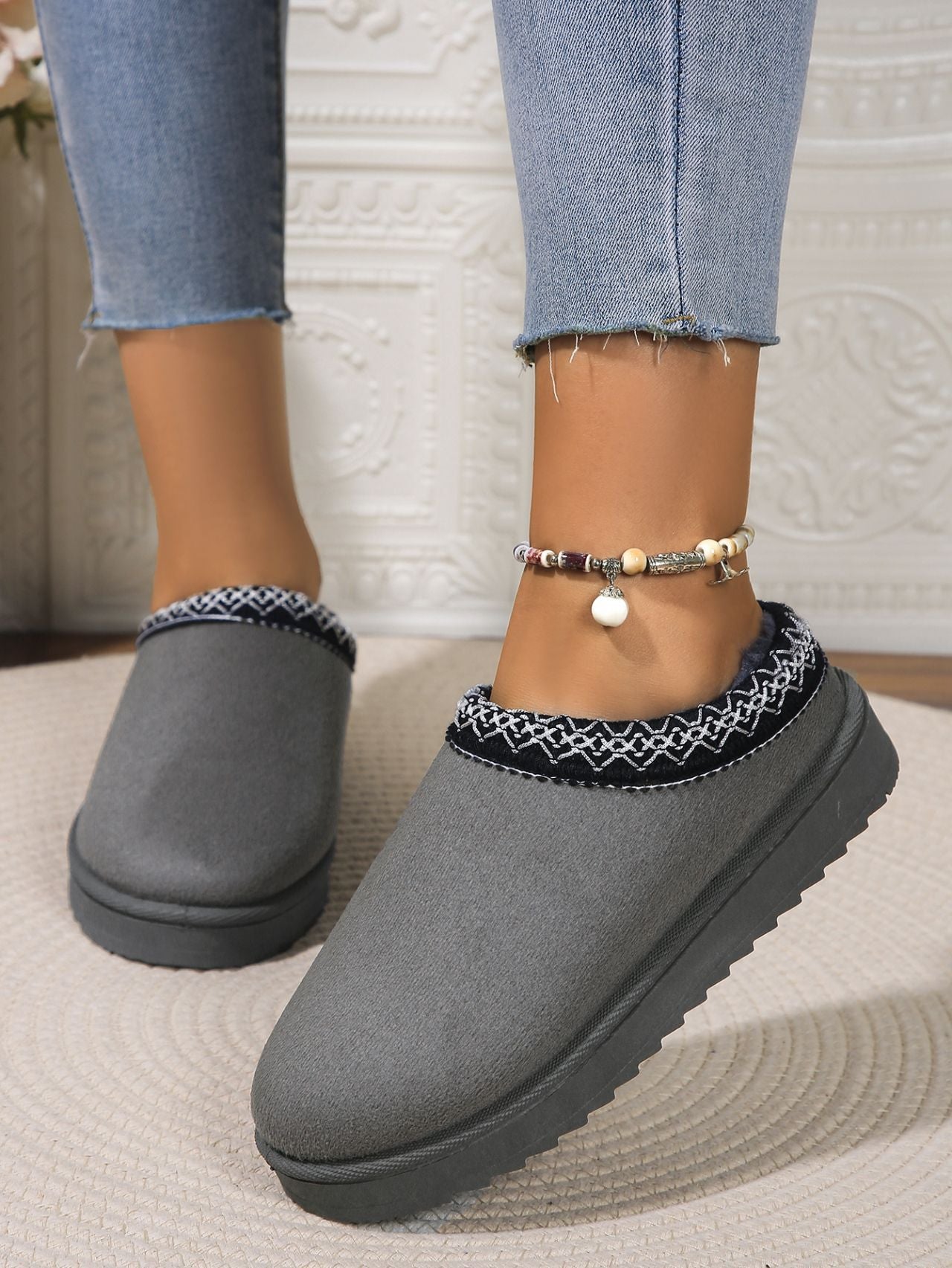 Round Toe Platform Slippers - AMIN Clothing 