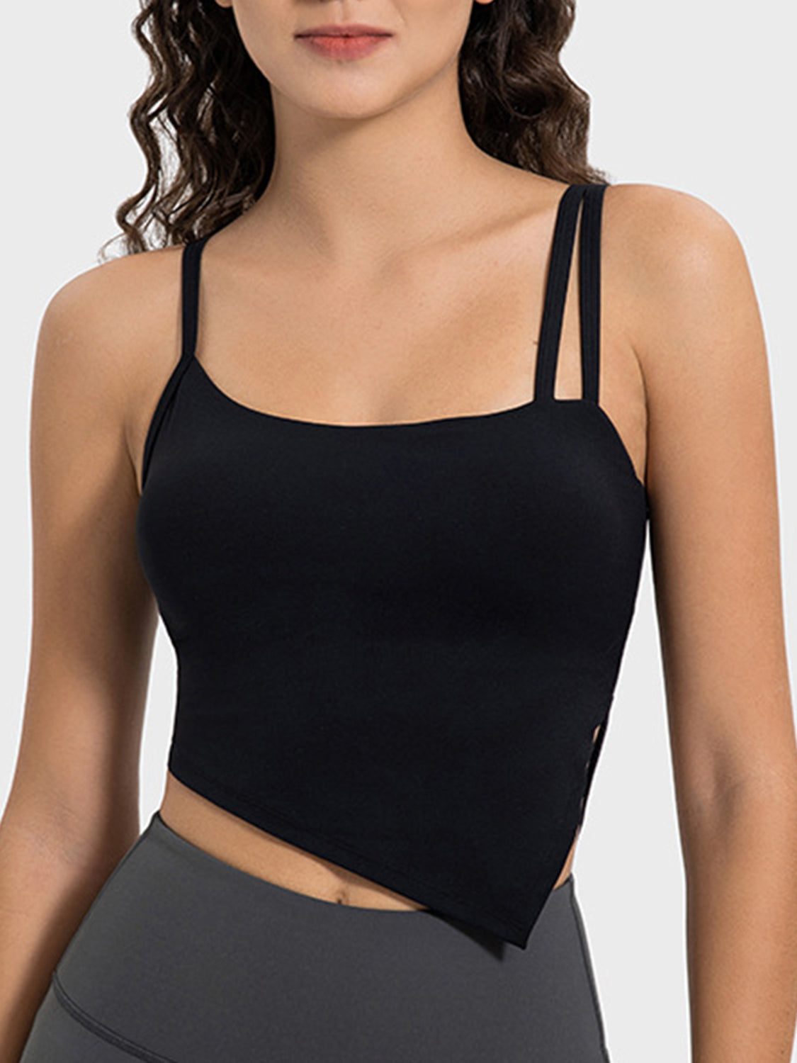 Millennia Slit Asymmetrical Neck Active Cami - AMIN Clothing 