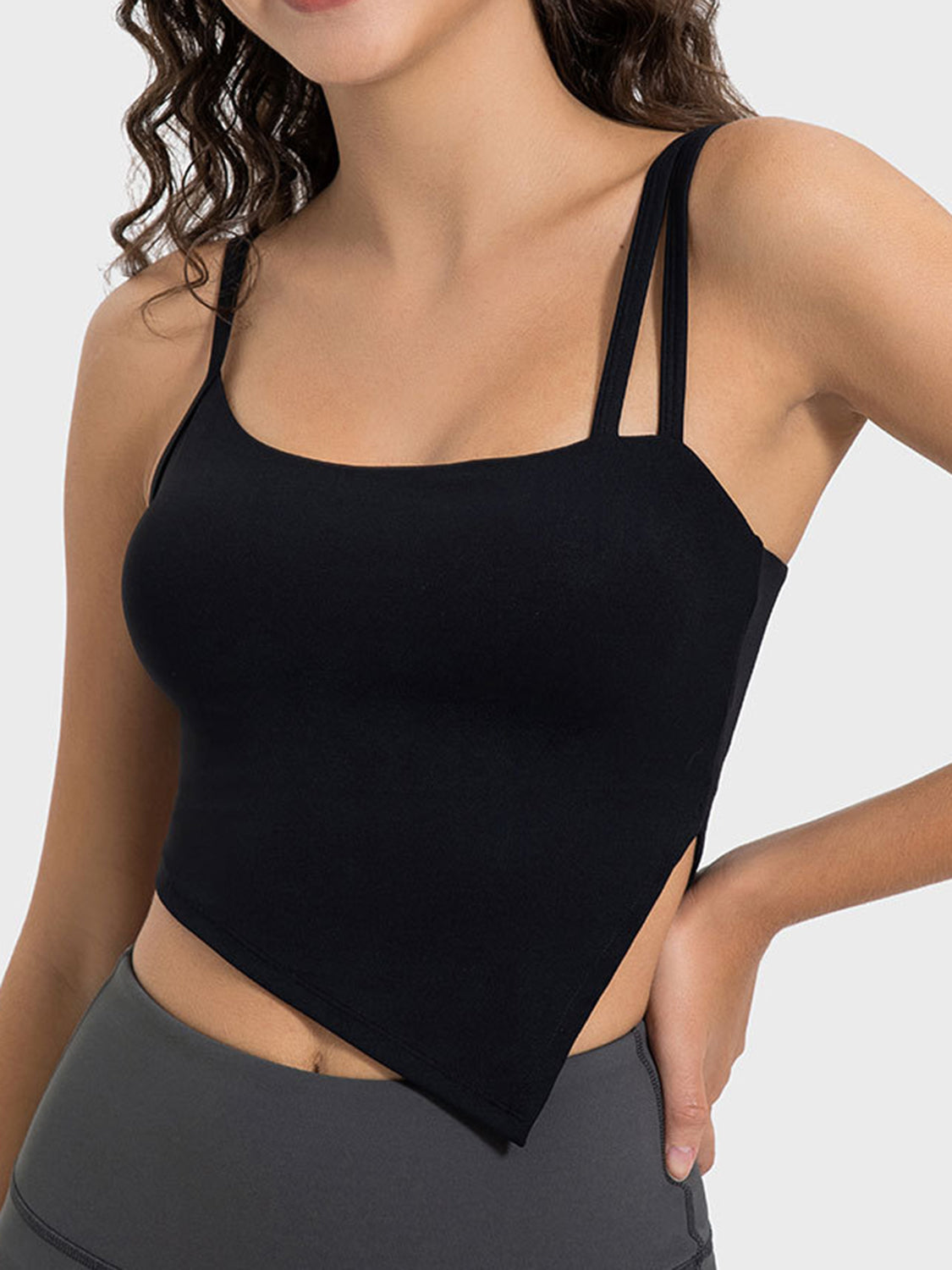 Millennia Slit Asymmetrical Neck Active Cami - AMIN Clothing 