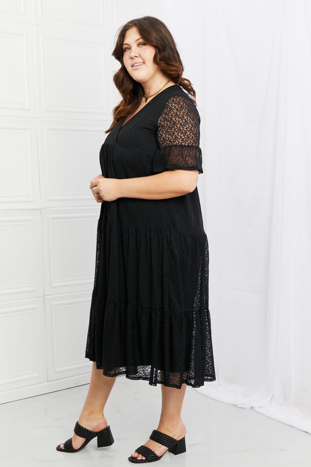 P & Rose Lovely Lace Full Size Tiered Dress - AMIN Clothing 