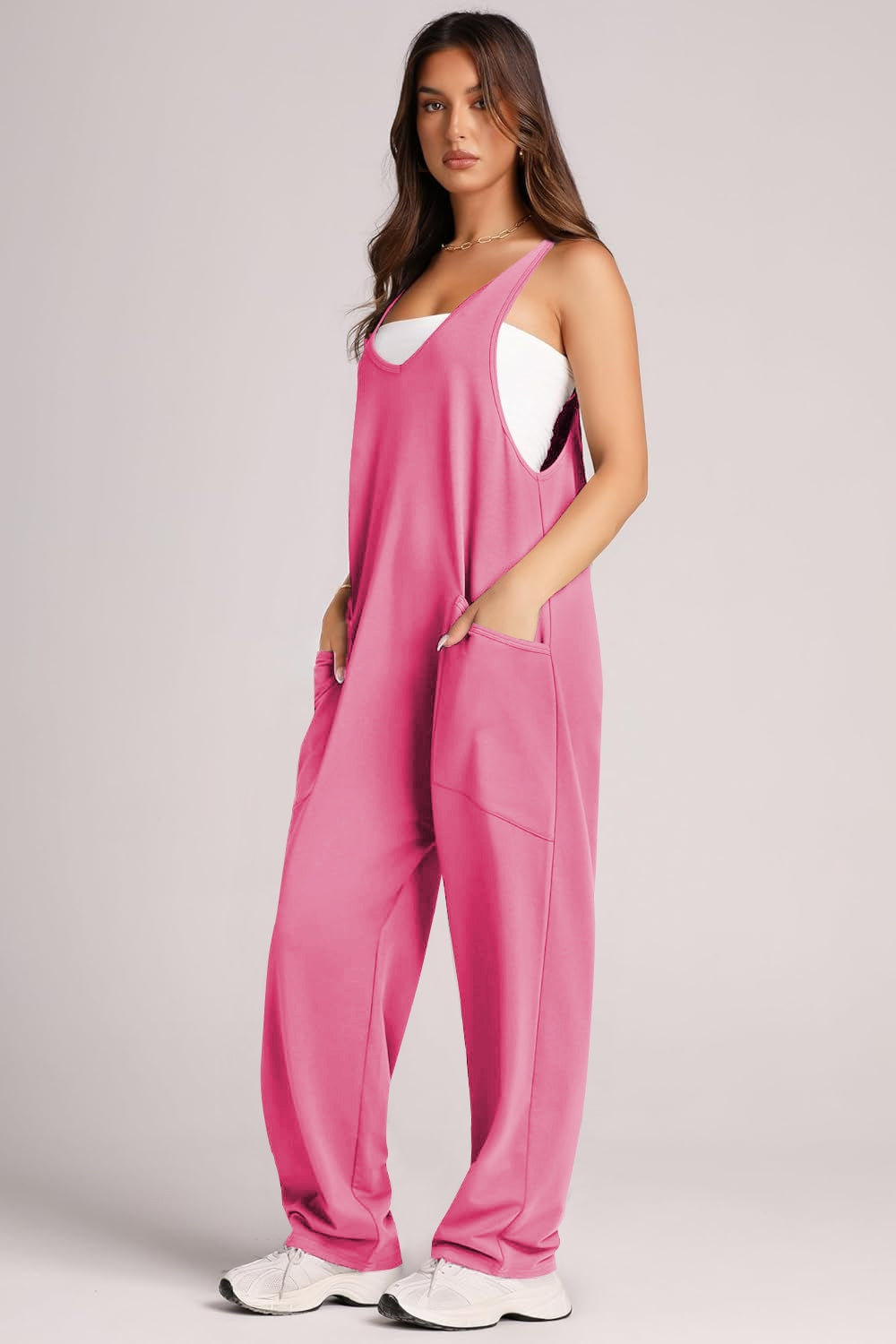 Lovelet Wide Strap Jumpsuit with Pockets - AMIN Clothing 