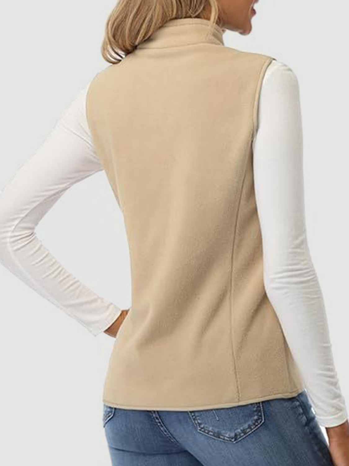 Zip Up Turtleneck Vest with Pockets - AMIN Clothing 