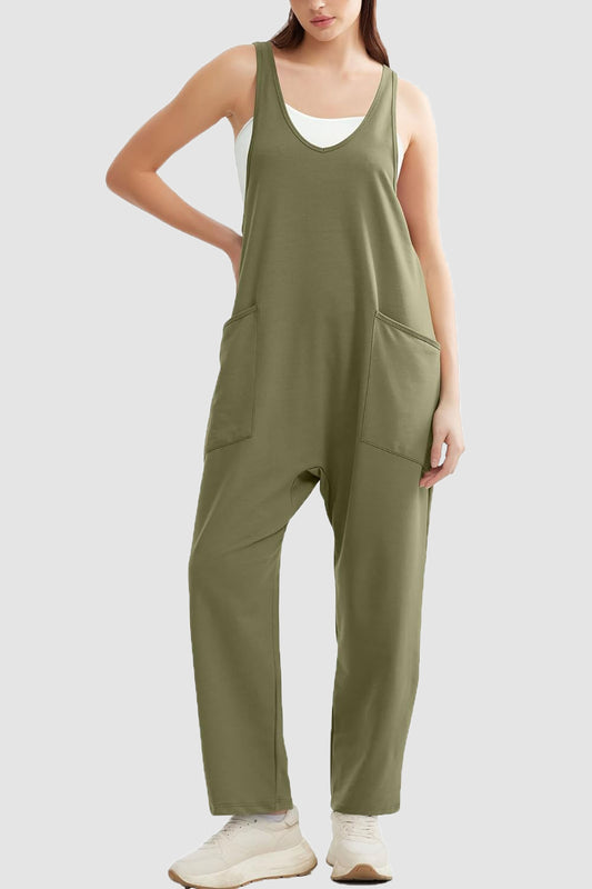 Lovelet Wide Strap Jumpsuit with Pockets - AMIN Clothing 