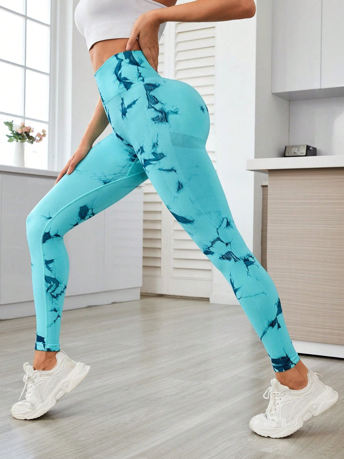 Printed High Waist Active Leggings - AMIN Clothing 