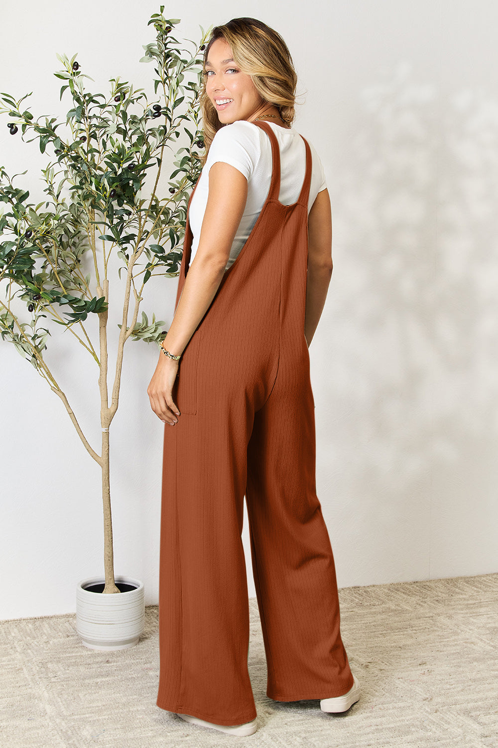 Double Take Full Size Wide Strap Overall with Pockets - AMIN Clothing 