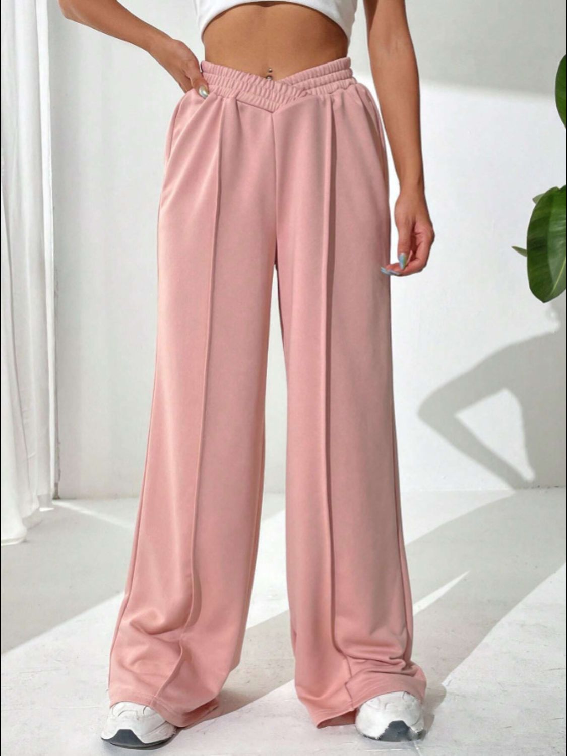 Elastic Waist Wide Leg Pants - AMIN Clothing 