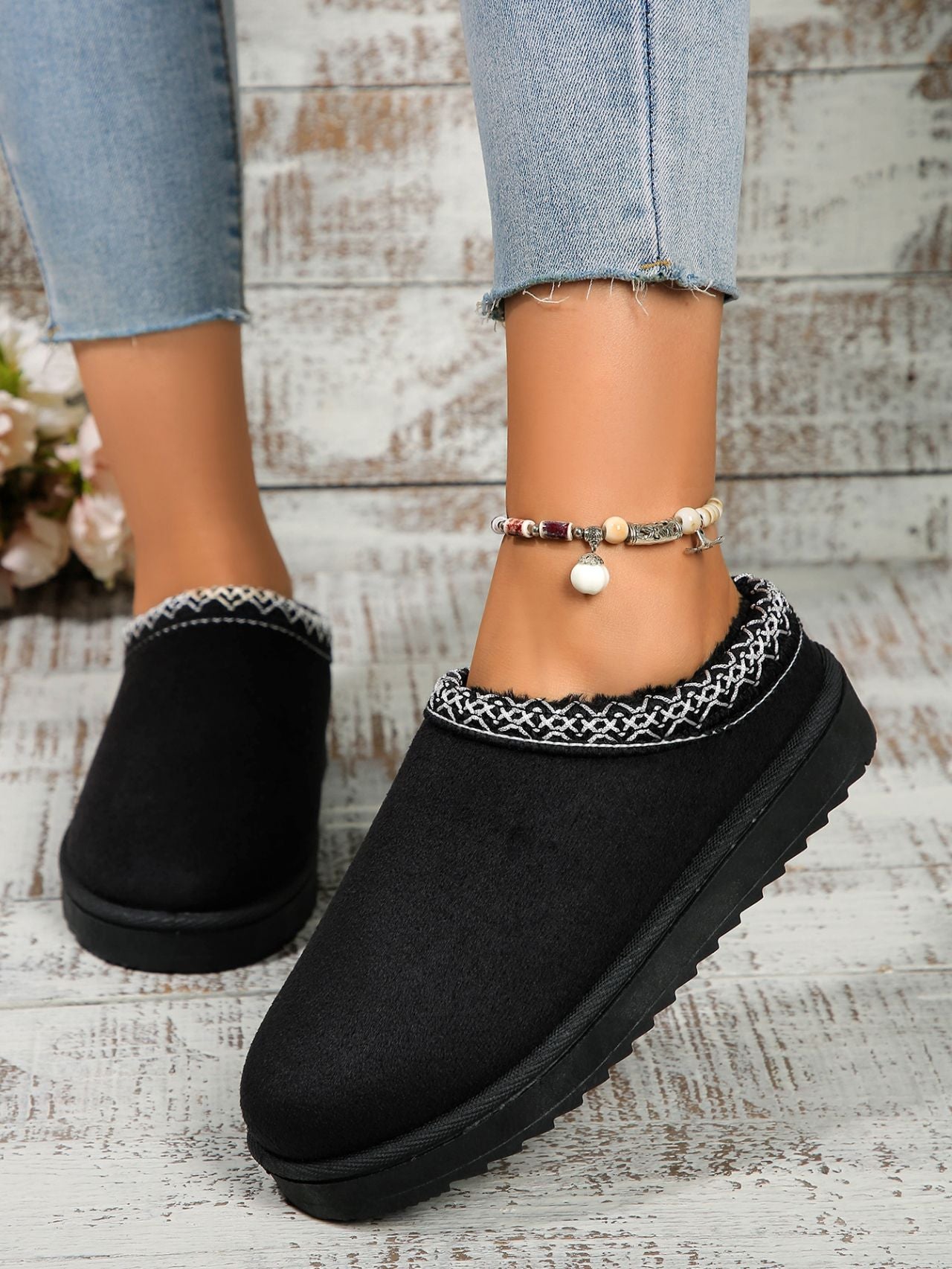 Round Toe Platform Slippers - AMIN Clothing 