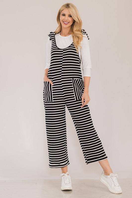 Celeste Full Size Striped Scoop Neck Overalls with Pockets - AMIN Clothing 