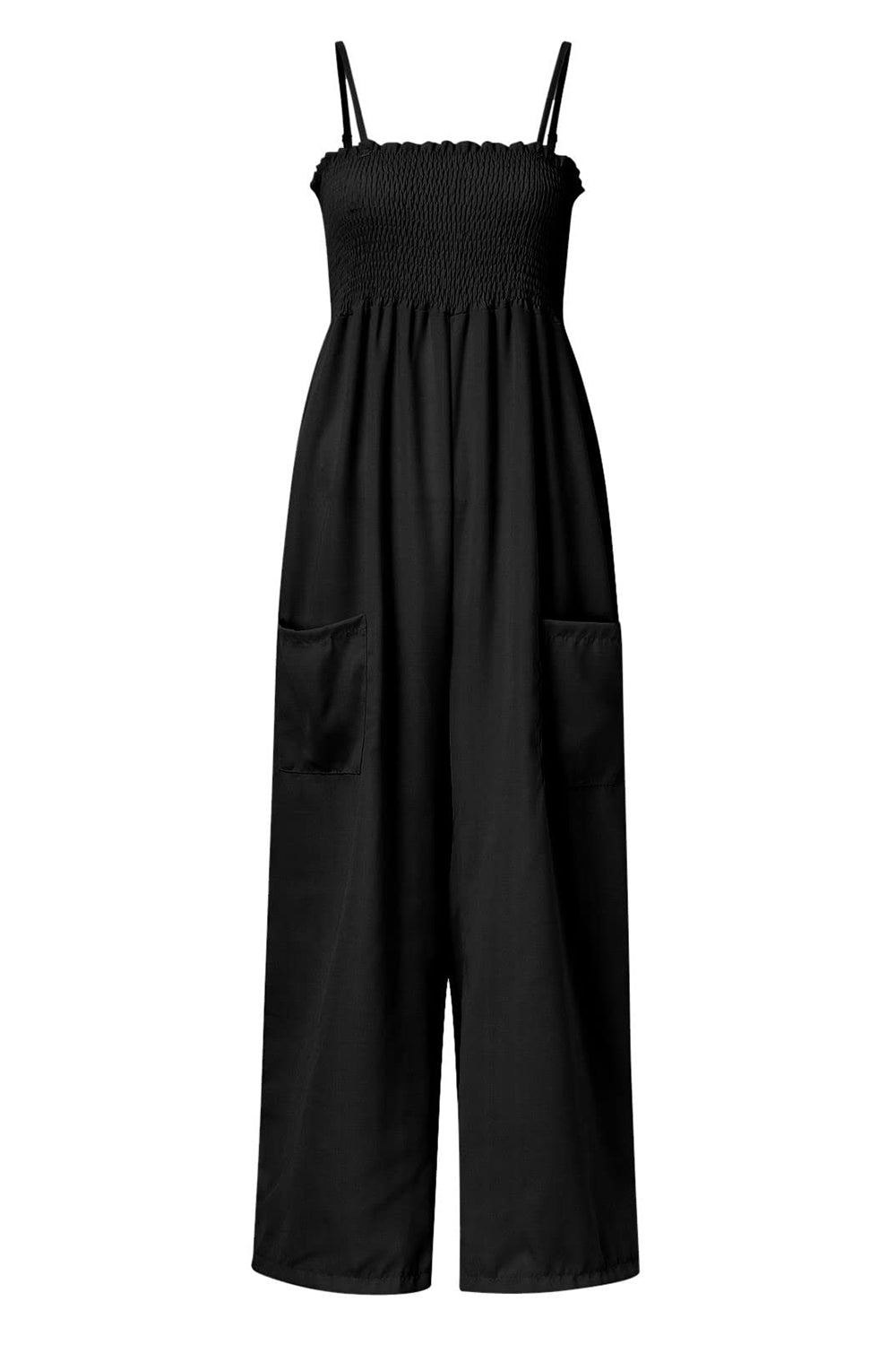 Smocked Spaghetti Strap Wide Leg Jumpsuit - AMIN Clothing 